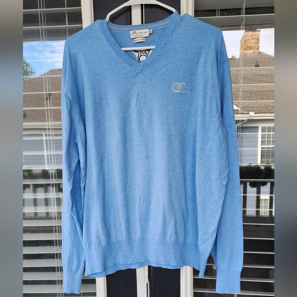 Peter Millar Men's Blue V-Neck Sweater Pullover  Sz XL